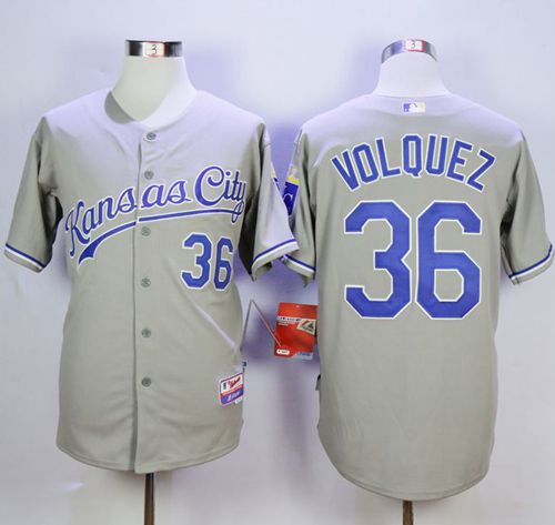 Royals #36 Edinson Volquez Grey Cool Base Road Stitched MLB Jersey