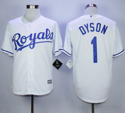Royals #1 Jarrod Dyson White New Cool Base Stitched MLB Jersey