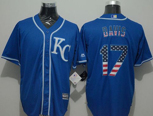 Royals #17 Wade Davis Blue USA Flag Fashion Stitched MLB Jersey