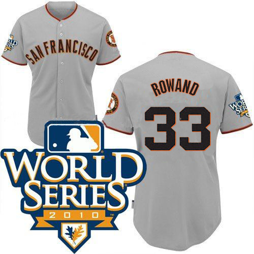 Giants #33 Aaron Rowand Cool Base 2010 World Series Patch Grey Stitched MLB Jersey