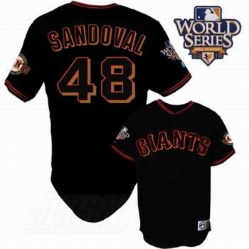 Giants #48 Pablo Sandoval Black Cool Base w/2010 World Series Patch Stitched MLB Jersey