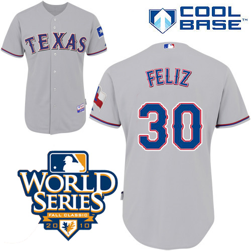 Rangers #30 Naftali Feliz Grey Cool Base w/2010 World Series Patch Stitched MLB Jerseys
