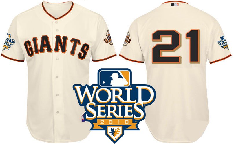 Giants #21 Freddy Sanchez Cream Cool Base w/2010 World Series Patch Stitched MLB jerseys