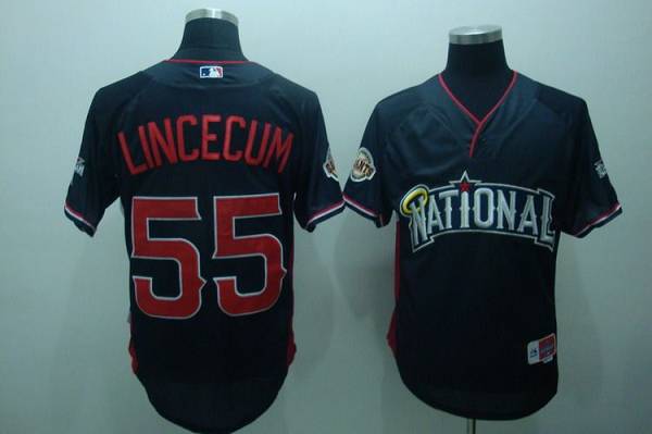 Giants #55 Tim Lincecum Blue Nation League 2010 All Star BP Stitched MLB Jersey