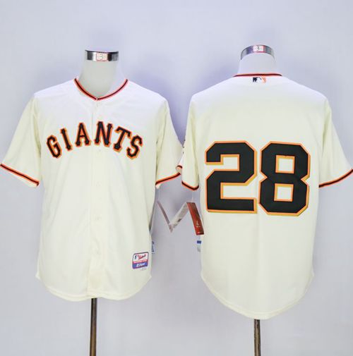 Giants #28 Buster Posey Cream Cool Base Stitched MLB Jersey