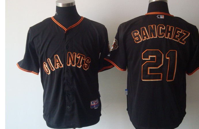 Giants #21 Freddy Sanchez Stitched Black Cool Base MLB jerseys
