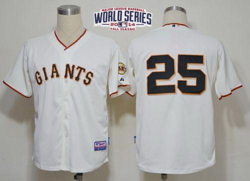 Giants #25 Barry Bonds Cream Cool Base W/2014 World Series Patch Stitched MLB Jersey