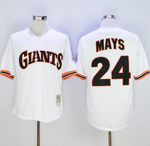 Mitchell And Ness 1989 Giants #24 Willie Mays White Throwback Stitched MLB Jersey