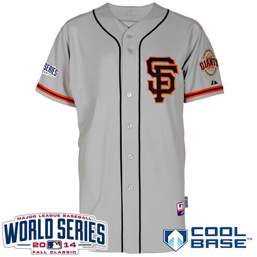 Giants Blank Grey Cool Base 2012 Road 2 W/2014 World Series Patch Stitched MLB Jersey
