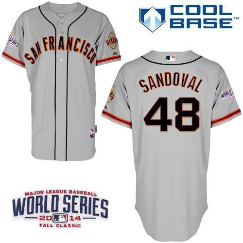 Giants #48 Pablo Sandoval Grey Cool Base W/2014 World Series Patch Stitched MLB Jersey