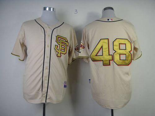 Giants #48 Pablo Sandoval Cream Gold No. Stitched MLB Jersey
