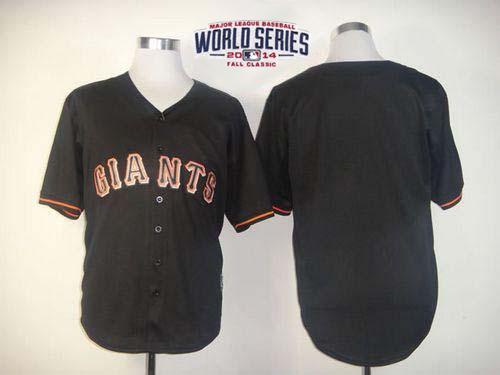 Giants Blank Black Fashion W/2014 World Series Patch Stitched MLB Jersey
