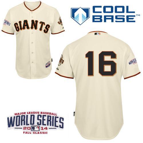 Giants #16 Angel Pagan Cream Cool Base W/2014 World Series Patch Stitched MLB Jersey