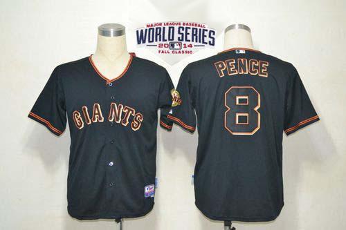 Giants #8 Hunter Pence Black W/2014 World Series Patch Stitched MLB Jersey