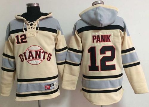 Giants #12 Joe Panik Cream Sawyer Hooded Sweatshirt MLB Hoodie