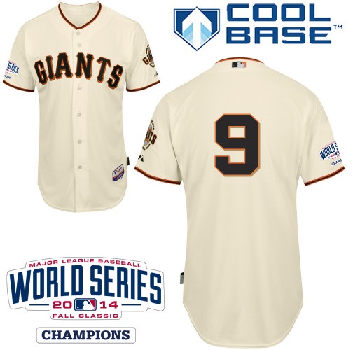 Giants #9 Brandon Belt Cream Cool Base W/2014 World Series Patch Stitched MLB Jersey