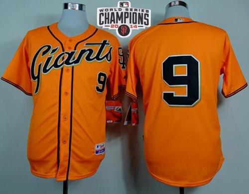 Giants #9 Brandon Belt Orange Cool Base W/2014 World Series Champions Stitched MLB Jersey