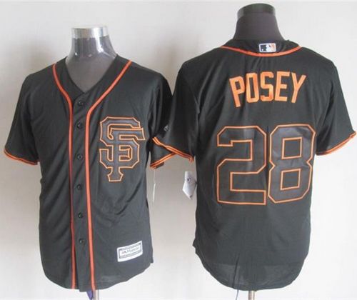 Giants #28 Buster Posey Black Alternate New Cool Base Stitched MLB Jersey