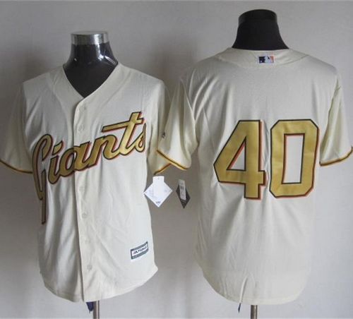 Giants #40 Madison Bumgarner Cream(Gold No.) New Cool Base Stitched MLB Jersey