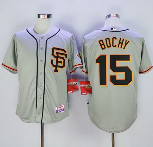 Giants #15 Bruce Bochy Grey Cool Base Road 2 Stitched MLB Jersey