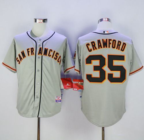 Giants #35 Brandon Crawford Grey Cool Base Road Stitched MLB Jersey