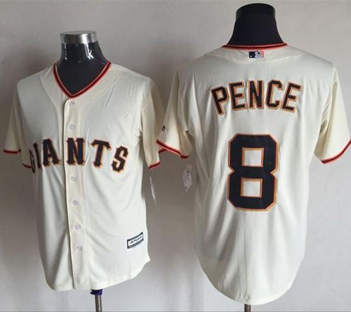 Giants #8 Hunter Pence Cream New Cool Base Stitched MLB Jersey
