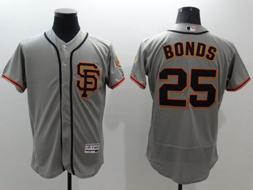 Giants #25 Barry Bonds Grey Flexbase Authentic Collection Road 2 Stitched MLB Jersey