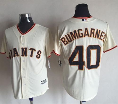 Giants #40 Madison Bumgarner Cream New Cool Base Stitched MLB Jersey