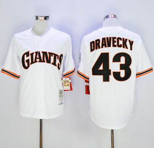 Mitchell and Ness Giants #43 Dave Dravecky Stitched White Throwback MLB Jersey