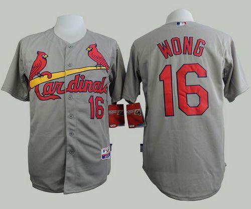 Cardinals #16 Kolten Wong Grey Cool Base Stitched MLB Jersey