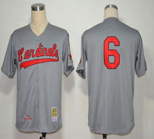 Mitchell And Ness 1956 Cardinals #6 Stan Musial Grey Stitched MLB Jersey