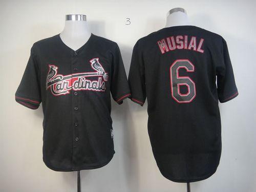 Cardinals #6 Stan Musial Black Fashion Stitched MLB Jersey