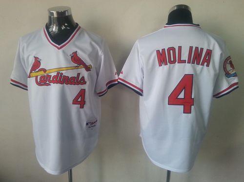 Cardinals #4 Yadier Molina White 1982 Turn Back The Clock Stitched MLB Jersey