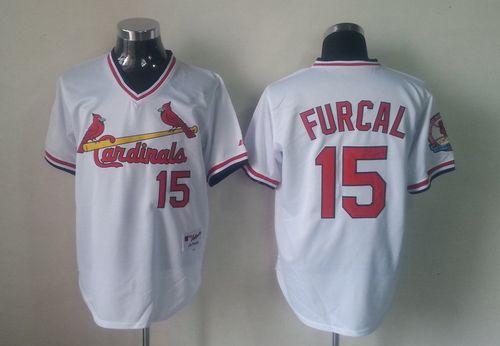 Cardinals #15 Rafael Furcal White 1982 Turn Back The Clock Stitched MLB Jersey