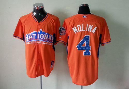 Cardinals #4 Yadier Molina Orange All Star 2013 National League Stitched MLB Jersey