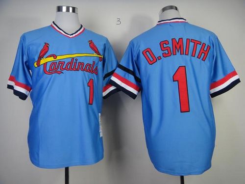 Mitchell And Ness 1982 Cardinals #1 Ozzie Smith Blue Stitched MLB Throwback Jersey