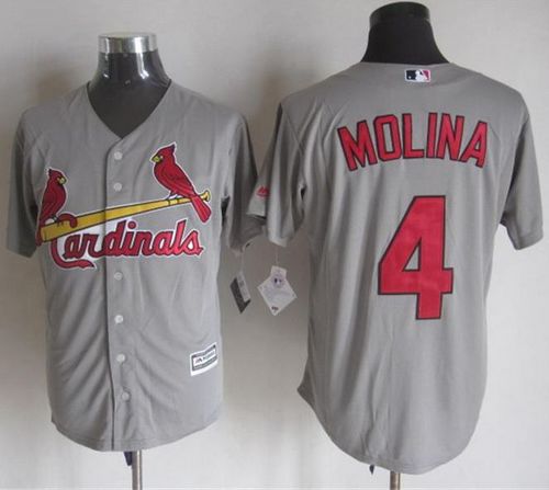 Cardinals #4 Yadier Molina Grey New Cool Base Stitched MLB Jersey