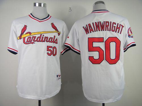Cardinals #50 Adam Wainwright White 1982 Turn Back The Clock Stitched MLB Jersey