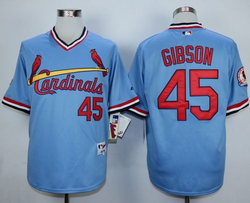 Cardinals #45 Bob Gibson Blue 1982 Turn Back The Clock Stitched MLB Jersey