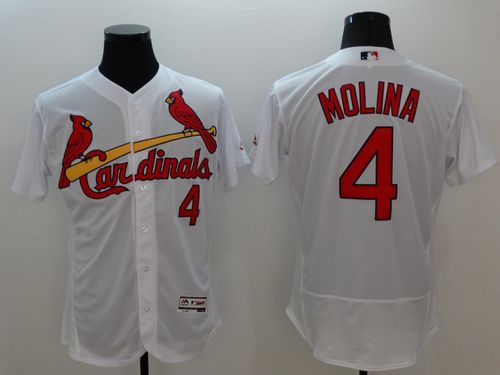 Cardinals #4 Yadier Molina White Flexbase Authentic Collection Stitched MLB Jersey