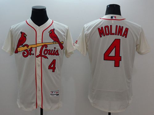Cardinals #4 Yadier Molina Cream Flexbase Authentic Collection Stitched MLB Jersey