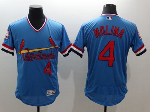 Cardinals #4 Yadier Molina Light Blue Flexbase Authentic Collection Cooperstown Stitched MLB Jersey
