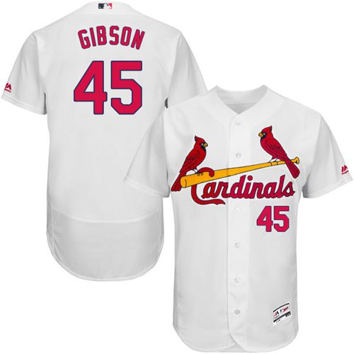 Cardinals #45 Bob Gibson White Flexbase Authentic Collection Stitched MLB Jersey