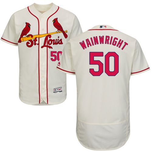 Cardinals #50 Adam Wainwright Cream Flexbase Authentic Collection Stitched MLB Jersey