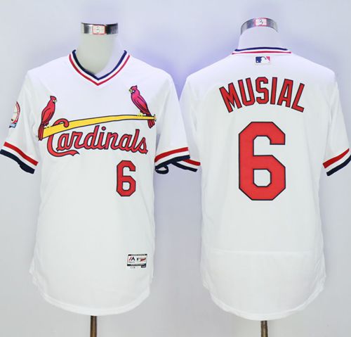 Cardinals #6 Stan Musial White Flexbase Authentic Collection Cooperstown Stitched MLB Jersey