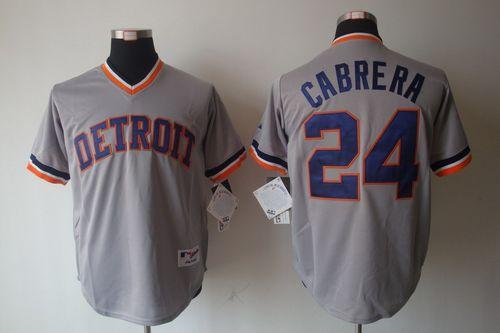 Tigers #24 Miguel Cabrera Grey 1970's Turn Back The Clock Stitched MLB Jersey