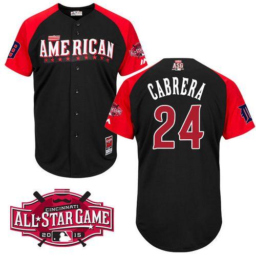 Tigers #24 Miguel Cabrera Black 2015 All Star American League Stitched MLB Jersey