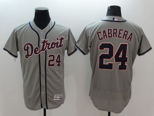 Tigers #24 Miguel Cabrera Grey Flexbase Authentic Collection Stitched MLB Jersey