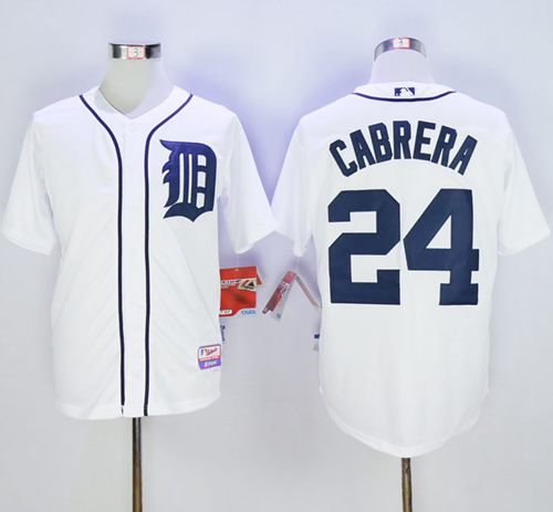 Tigers #24 Miguel Cabrera Stitched White MLB Jersey