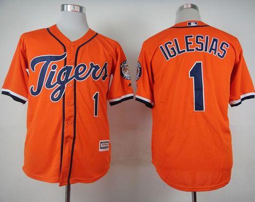 Tigers #1 Jose Iglesias Orange Cool Base Stitched MLB Jersey